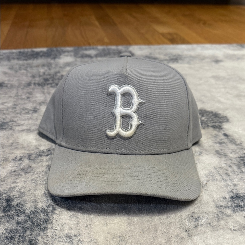 Gray Boston Baseball Cap with Embroidered Logo